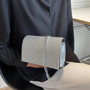 Rhinestone Shoulder Messenger Bag Chain Portable Small Square Crossbody Handbags