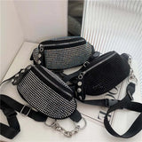 Rhinestone Waist Bag Diamond Fanny Pack Chain Shoulder Crossbody Belt Bags