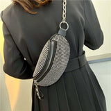 Rhinestone Waist Bag Diamond Fanny Pack Chain Shoulder Crossbody Belt Bags