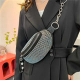 Rhinestone Waist Bag Diamond Fanny Pack Chain Shoulder Crossbody Belt Bags