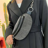 Rhinestone Waist Bag Diamond Fanny Pack Chain Shoulder Crossbody Belt Bags