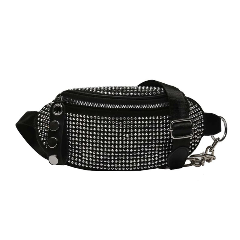 Rhinestone Waist Bag Diamond Fanny Pack Chain Waist Shoulder Crossbody Belt Bags