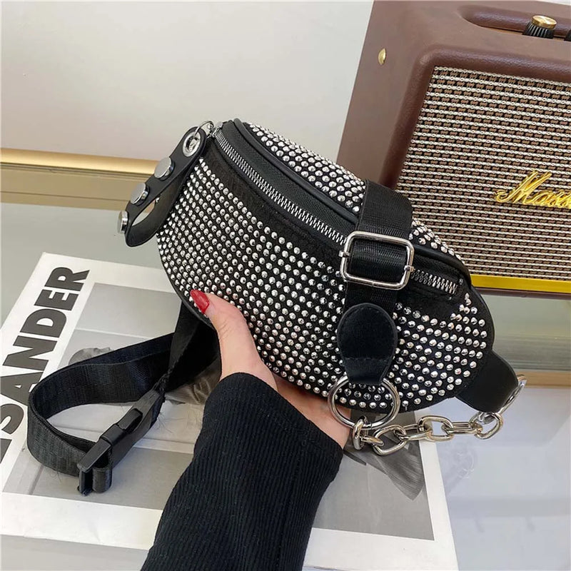 Rhinestone Waist Bag Diamond Fanny Pack Chain Belt Bags