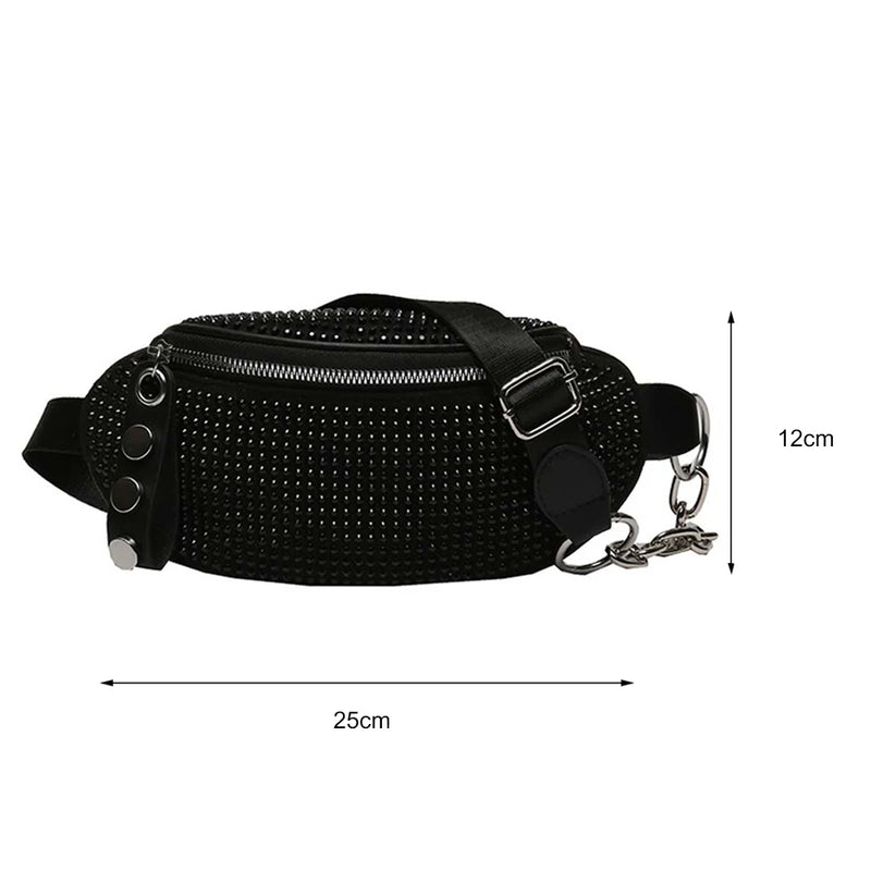 Rhinestone Waist Bag Diamond Chain Shoulder Bag for Women