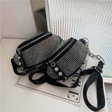 Rhinestone Waist Bag Diamond Chain Shoulder Bag for Women