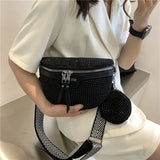 Rhinestone Waist Belt Bag Women Chest Crossbody Pack PU Bling Fanny Pack