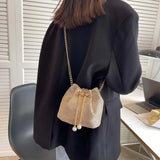 Rhinestone Bucket Handbag for Women Wedding Party Shoulder Bag