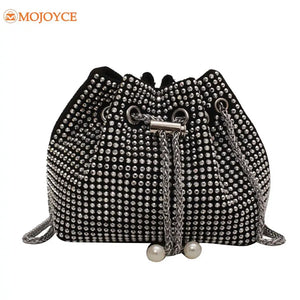 Rhinestone Bucket Handbag for Women Wedding Party