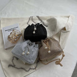 Rhinestone Bucket Handbag for Women Wedding Party Shoulder Bag