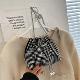 Rhinestone Bucket Handbag for Women Wedding Party