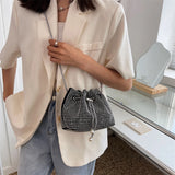 Rhinestone Bucket Handbag for Women Wedding Party