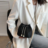 Rhinestone Bucket Handbag for Women Wedding Party Shoulder Bag