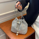 Diamond Bucket Wedding Party Shoulder Handbag for Women
