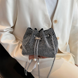 Rhinestone Bucket Handbag for Women Wedding Party