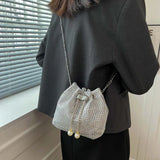 Rhinestone Bucket Handbag for Women Wedding Party Shoulder Bag