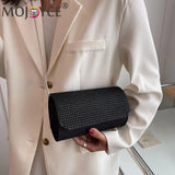 Rhinestone Shoulder Bag Chain Evening Clutch Leather Purse for Women