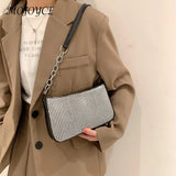 Rhinestones Shoulder Clutch Bag Women PU Leather Evening Party Purse