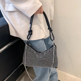 Rhinestone Underarm Bag Sparkling Chain Crossbody
