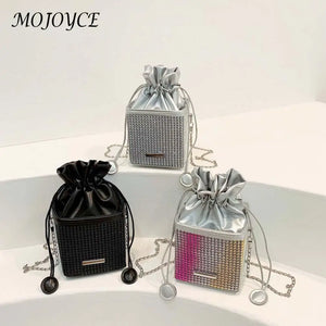 Rhinestones Shoulder Bag Diamond Drawstring Handbag