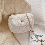 Rhombic Chain Bag Women Winter Crossbody Bag Autumn and Winter Wool Bag