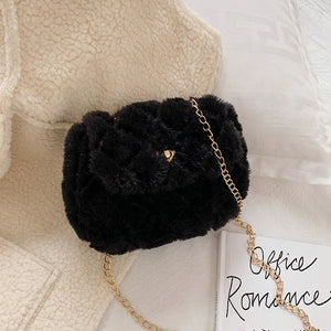 Rhombic Chain Bag Women Winter Crossbody Bag Autumn and Winter Wool Bag