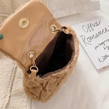 Rhombic Chain Bag Women Winter Crossbody Bag Autumn and Winter Wool Bag