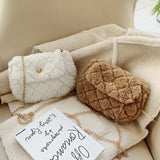 Rhombic Chain Bag Women Winter Crossbody Bag Autumn and Winter Wool Bag