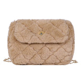 Rhombic Chain Bag Women Winter Crossbody Bag Autumn and Winter Wool Bag