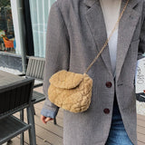 Rhombic Chain Bag Women Winter Crossbody Bag Autumn and Winter Wool Bag