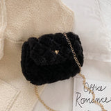 Rhombic Chain Bag Women Winter Crossbody Bag Autumn and Winter Wool Bag