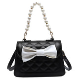 Rhombus Lattice Handbag Women Bow Square Bag Solid Crossbody Shoulder Bag