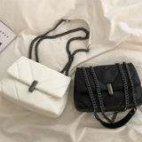 Rhombus Shoulder Bag Women PU Leather Crossbody Chain Messenger Flap Square Bag