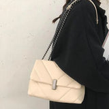 Rhombus Shoulder Bag Women PU Leather Crossbody Chain Messenger Flap Square Bag