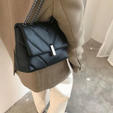Rhombus Shoulder Bag Women PU Leather Crossbody Chain Messenger Flap Square Bag