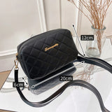 Rhombus Women's Bag PU Leather Shoulder Bag Female Versatile Zipper Crossbody Ba