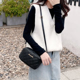 Rhombus Women's Bag PU Leather Shoulder Bag Female Versatile Zipper Crossbody Ba