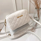 Rhombus Women's Bag PU Leather Shoulder Bag Female Versatile Zipper Crossbody Ba