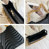 Rhombus PU Leather Shoulder Bag Solid Zipper Handbag