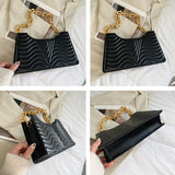 Rhombus PU Leather Shoulder Bag Solid Zipper Handbag