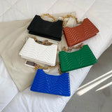 Rhombus Women's Leather Shoulder Bag Zipper Handbag