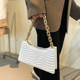 Rhombus PU Leather Shoulder Bag Solid Zipper Handbag