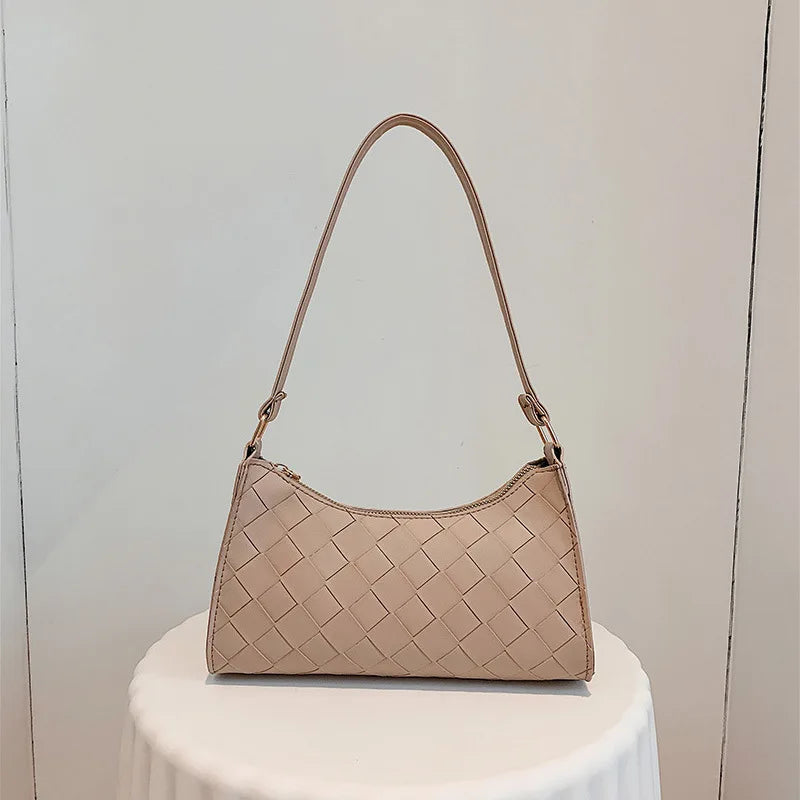 Rhombus Women's PU Leather Shoulder Bag with Zipper