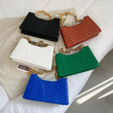 Rhombus PU Leather Shoulder Bag Solid Zipper Handbag