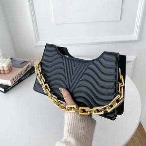 Rhombus Women's Leather Shoulder Bag Zipper Handbag