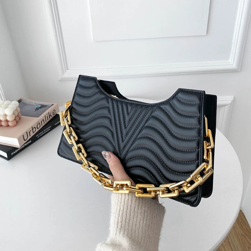 Rhombus Women's Leather Shoulder Bag Zipper Handbag