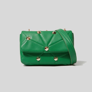 Quilted Rivet Crossbody Bag for Women - Small Flap Purses
