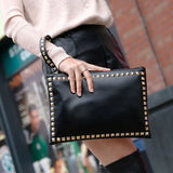 Rivet High Leather Handbag Crossbody Shoulder Bag Envelope Clutch