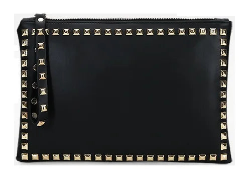 Rivet High Leather Handbag Crossbody Shoulder Bag Envelope Clutch
