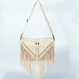 Rivet Shoulder Bag with Tassel PU Leather Solid Flap Ladies Purses and Handbags