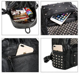 Rivet Women Backpacks Washed Leather Student School Bag